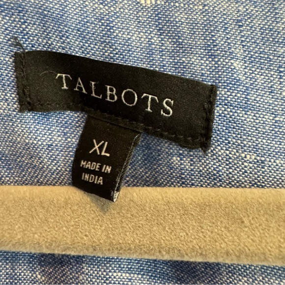 Talbots Classic Linen Tunic Top Pockets Beach Coastal Roll Tab Sleeves XL - Picture 4 of 7